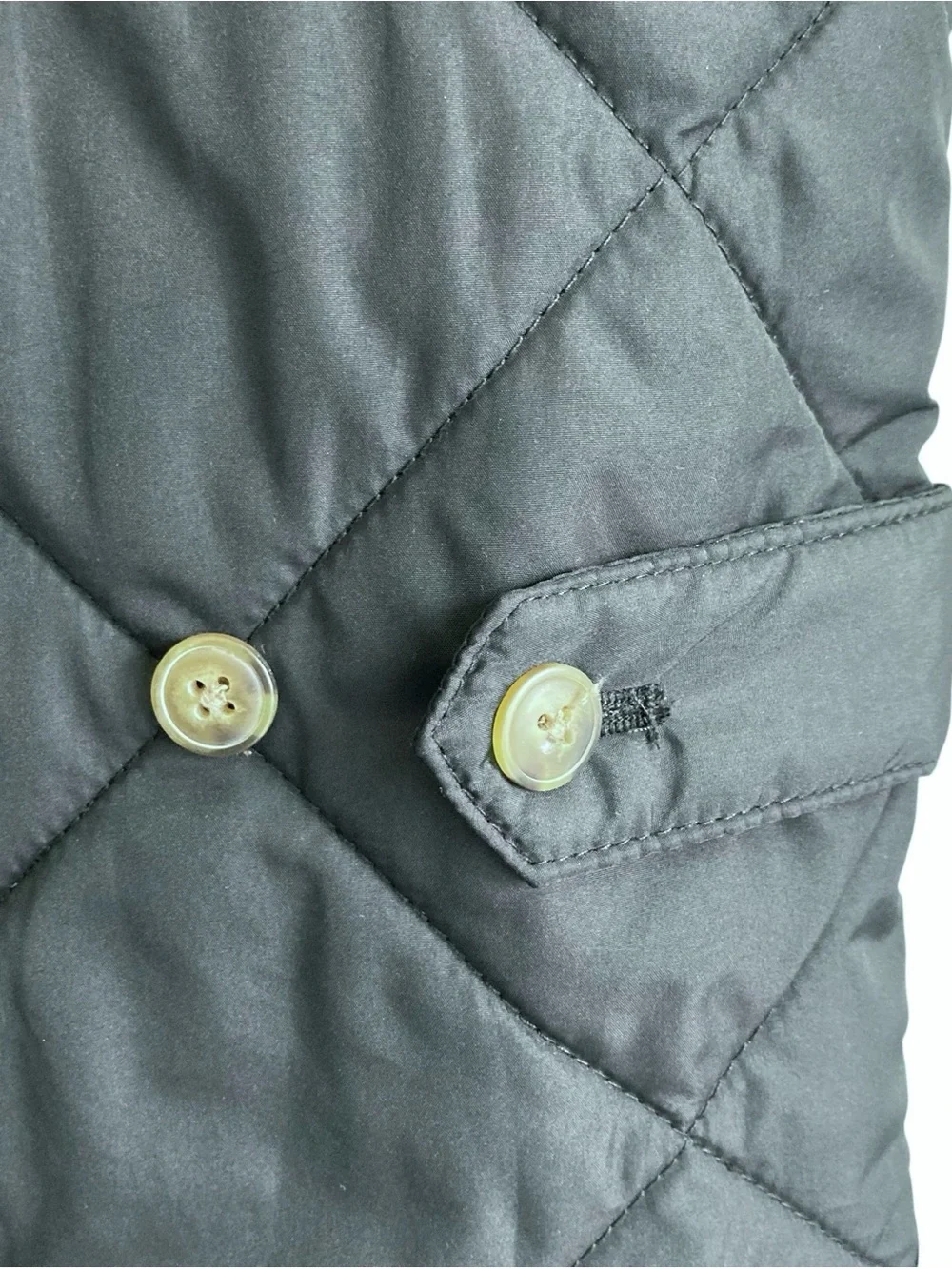 J Crew Mercantile Walker Mens Vest Quilted Black with Olive Green Lining